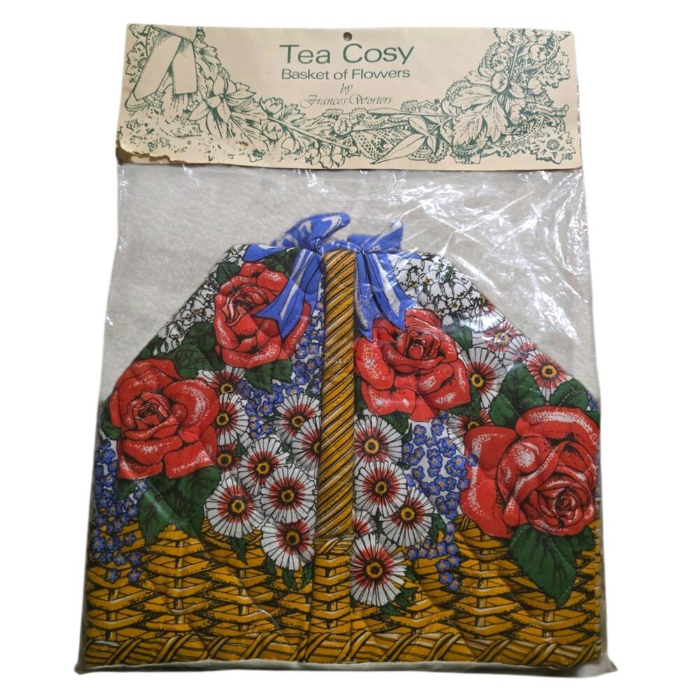 Vintage Frances Worters Quilted Tea Cozy Basket Made in Britain